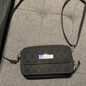 Vera Bradley Black Quilted Bag with Silver Detail